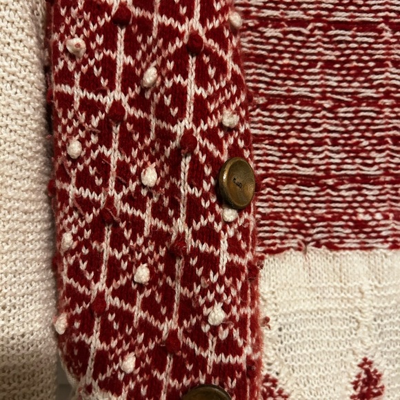Sparrow Red and Cream Patterned Cardigan - Picture 2 of 7